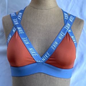 Trendy Nike Dri-Fit Sports Bra - Yoga & Running, Size Small, Orange & Blue